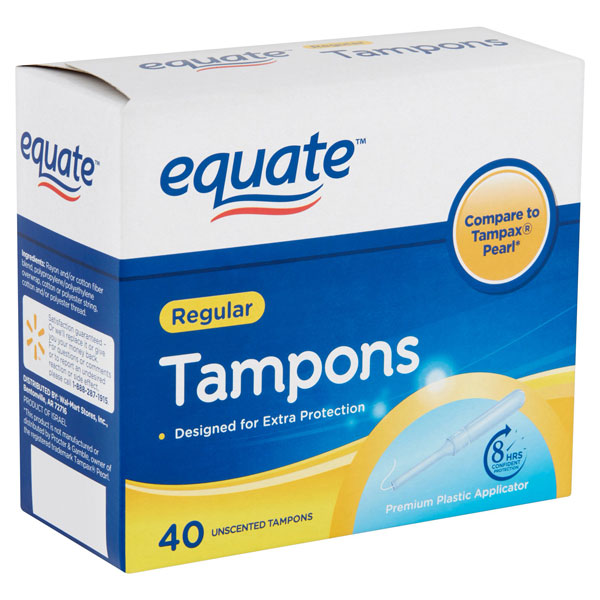 Equate Regular Absorbency Unscented Tampons with Plastic Applicators, 40  Count