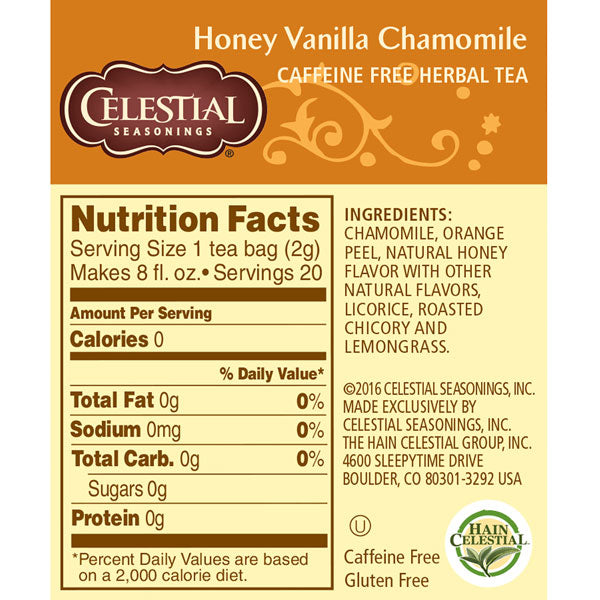 Celestial Seasonings, Honey Vanilla Chamomile Herbal Tea, 20 Ct