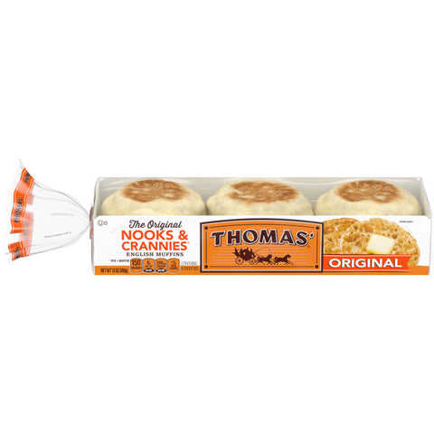 Thomas Original Nooks & Crannies English Muffins, Fork-Split, 6-Count