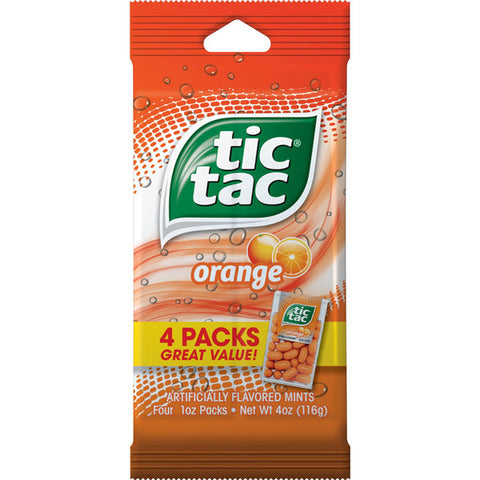 Tic Tac Hard Candy Mints, Orange Flavor, 4 Count