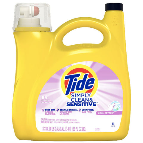 Tide Simply Clean & Sensitive, Cool Cotton, 89 loads Liquid Laundry Detergent, 128 oz