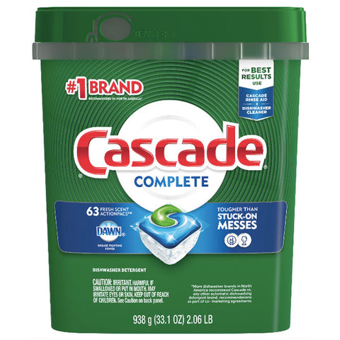 Cascade Complete ActionPacs Dishwasher Detergent, Fresh Scent, 63 Ct