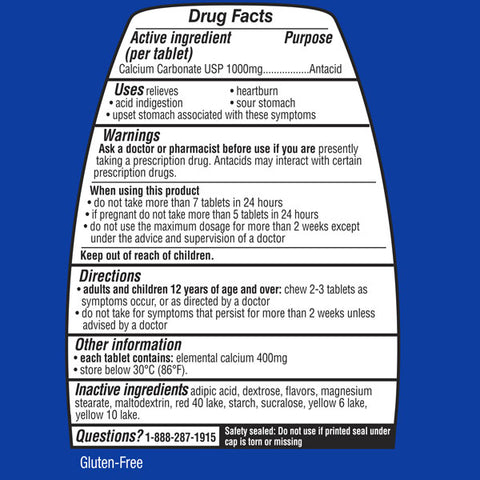 Equate Ultra Strength Antacid, Chewable, 160 Tablets