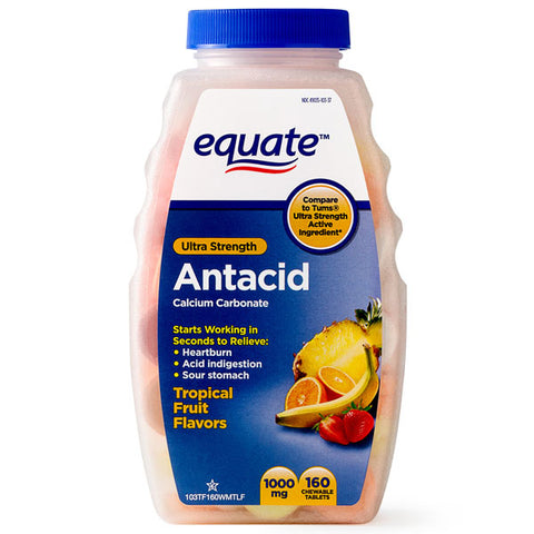 Equate Ultra Strength Antacid, Chewable, 160 Tablets