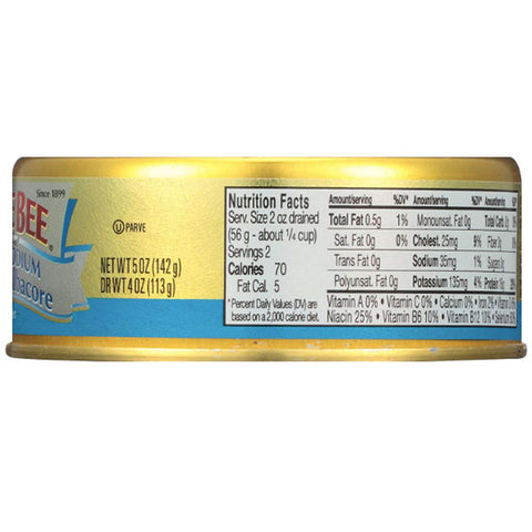 Bumble Bee Prime Fillet Solid White Albacore Tuna in Water, Low Sodium 5oz - Water Butlers