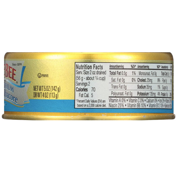 Bumble Bee Prime Fillet Solid White Albacore Tuna in Water, Low Sodium 5oz - Water Butlers