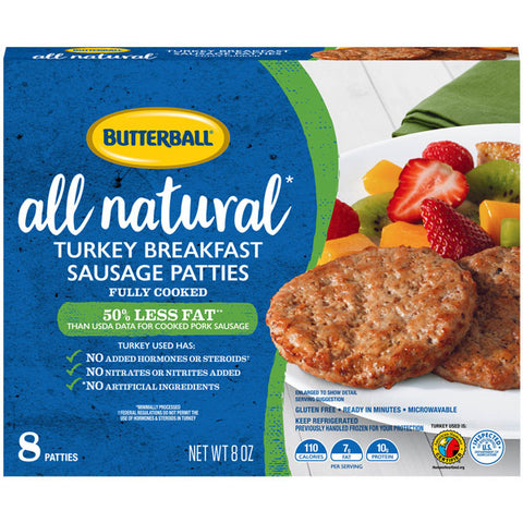 Butterball All Natural Turkey Breakfast Sausage Patties 8 oz.