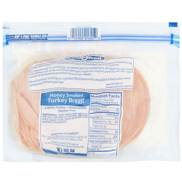 Land O'Frost Premium Honey Smoked Turkey Breast, 16 oz - Water Butlers