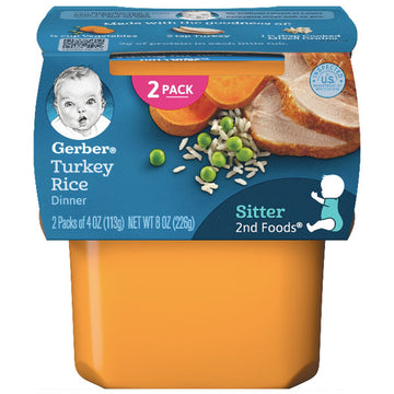 Gerber 2nd Foods Baby Food Turkey Rice, 4oz, 2 Ct