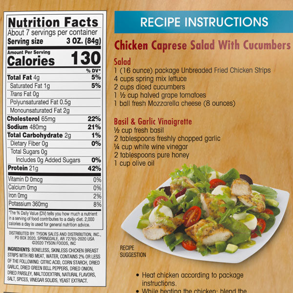 Tyson Chicken Strips Nutrition