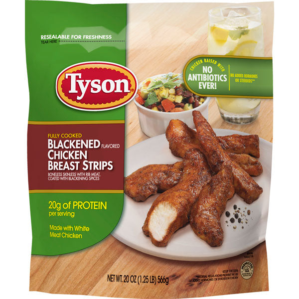 Tyson Blackened Flavored Unbreaded Chicken Strips, 20 oz.
