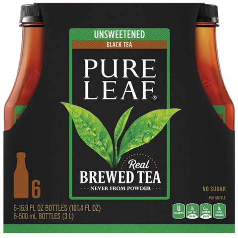 Pure Leaf Unsweetened Black Tea, 16.9 fl oz, 6 Ct - Water Butlers