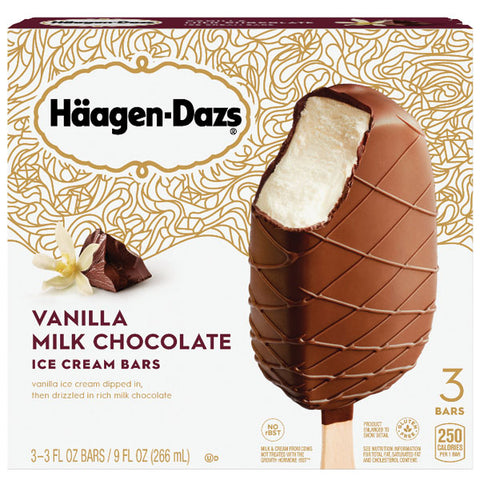 Haagen Dazs Ice Cream Bars, Vanilla Milk Chocolate, 3 Ct