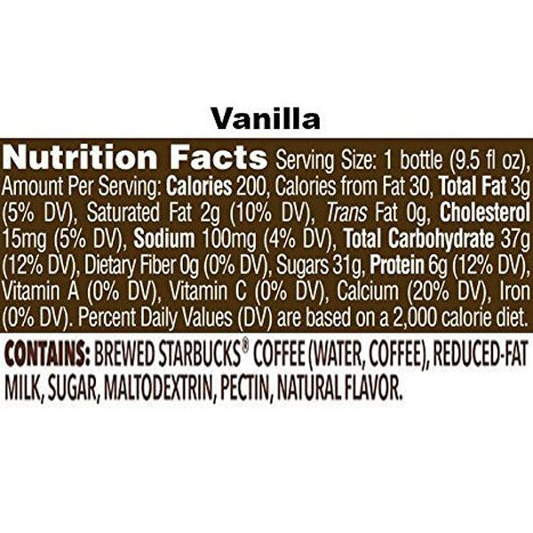 Starbucks Frappuccino Bottle, Vanilla Coffee 13.7 oz - Water Butlers