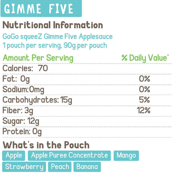 GoGo squeeZ Applesauce, Variety Pack: GIMME 5, Cherry Vanilla, Fruity 4. 3.2oz, 12 Ct - Water Butlers