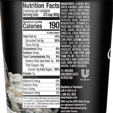 Breyers Non-Dairy Oreo Cookies & Cream Ice Cream, 48oz