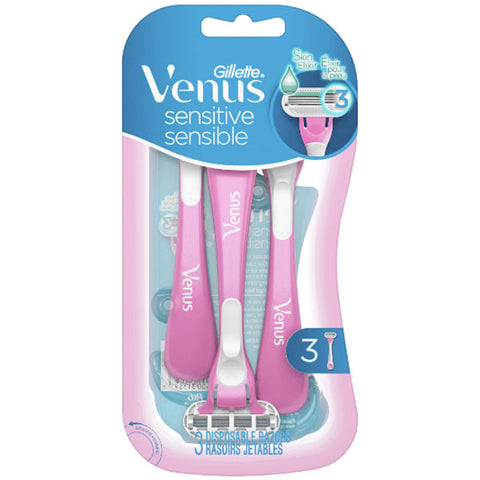 Venus Gillette Sensitive Women's Disposable Razor, 3 Count