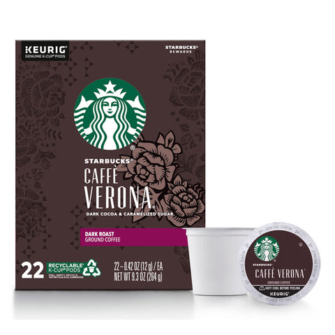 Starbucks Dark Roast K Cup Coffee Pods, Caffè Verona for Keurig Brewers, 22 Count