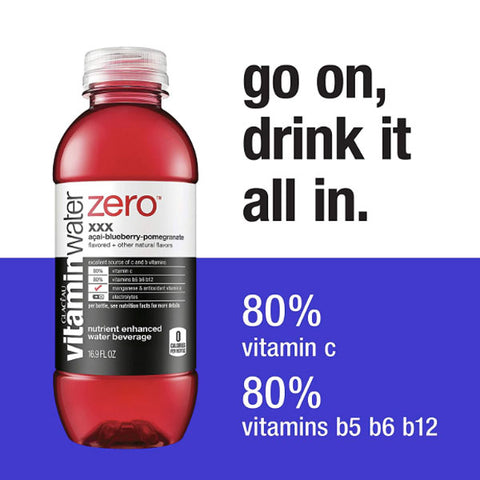 Vitaminwater Zero XXX, Açai-Blueberry-Pomegranate, 16.9 fl oz, 6 Ct - Water Butlers