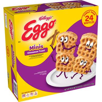 Kellogg's Eggo Mins, Frozen Waffles, Cinnamon Toast, Family Pack, 24 Ct