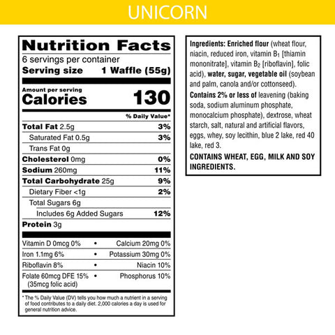 Kellogg's Frozen Waffles, Unicorn Cotton Candy, 6 Count