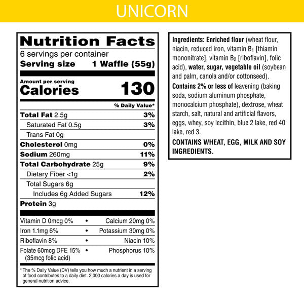 Kellogg's Frozen Waffles, Unicorn Cotton Candy, 6 Count