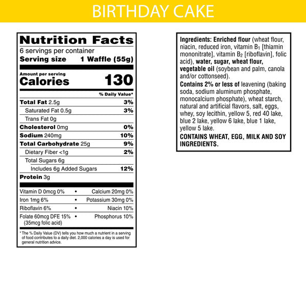 Kellogg's Frozen Waffles, Birthday Cake, 6 Count