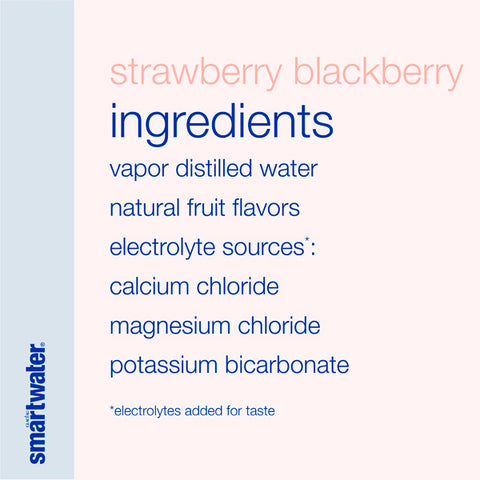 Smartwater Strawberry Blackberry, Vapor Distilled Premium Bottled Water, 23.7 fl oz