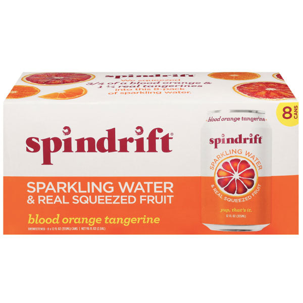 Spindrift Blood Orange Tangerine Sparkling Water, 12 fl oz, 8 Count