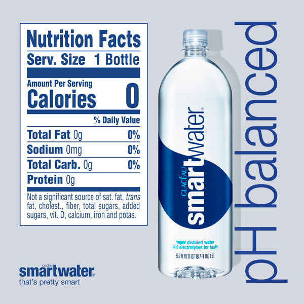 Smartwater® Vapor Distilled Electrolyte Enhanced Bottled Water, 1.5 liter -  Foods Co.