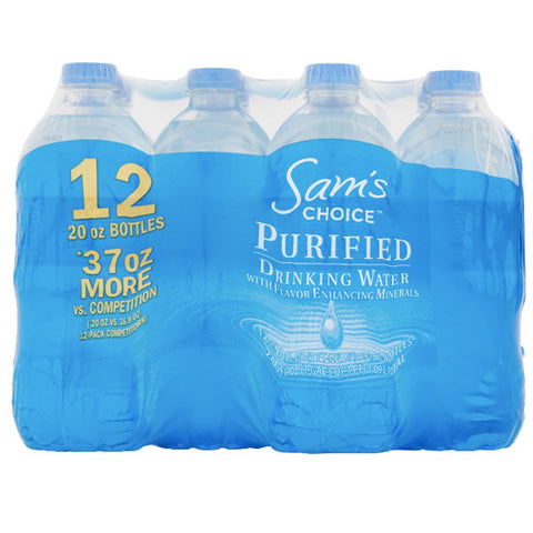 Sam's Choice Purified Water, 20 Fl. Oz., 12 Ct - Water Butlers