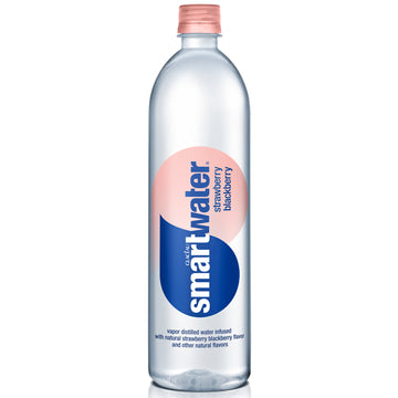 Smartwater Strawberry Blackberry, Vapor Distilled Premium Bottled Water, 23.7 fl oz