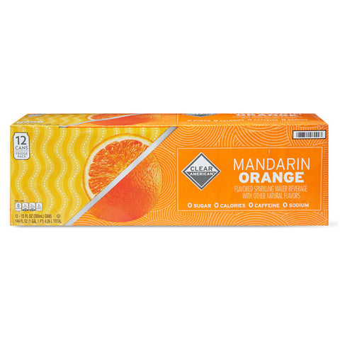 Clear American Mandarin Orange Sparkling Water, 12 fl oz, 12 Count