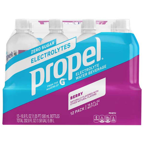 Propel Zero Sugar Electrolyte Water, Berry, 16.9 oz, 12 Count