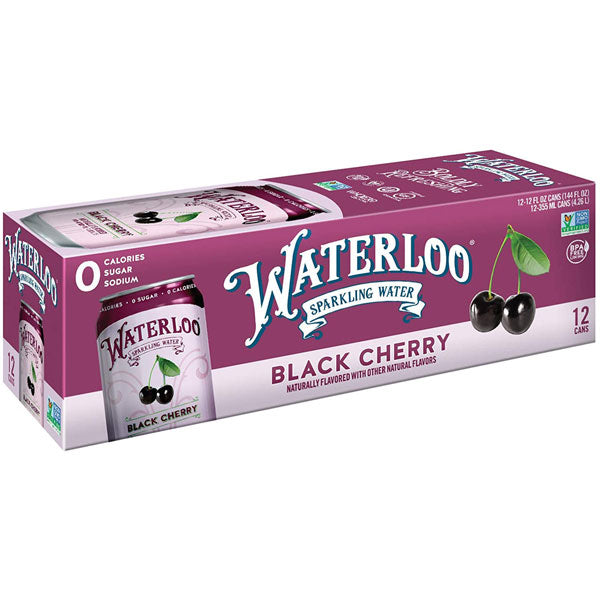 Waterloo Sparkling Water, Black Cherry, 12 Ct
