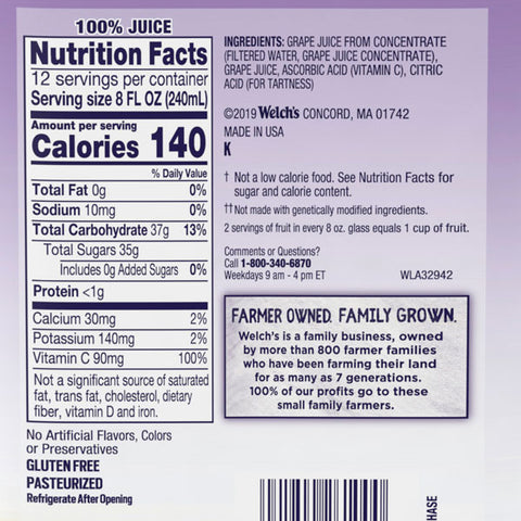 Welch's 100% Grape Juice, Family Size, 96 Fl Oz