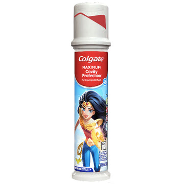 Colgate Maximum Cavity Protection Kids Toothpaste Pump, Wonder Woman, 4.4oz
