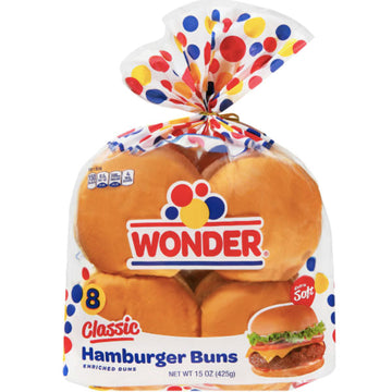 Wonder Bread Hamburger Buns, 8 Count