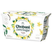 Chobani Yogurt, Zero Sugar, Vanilla Flavor, 4 Count