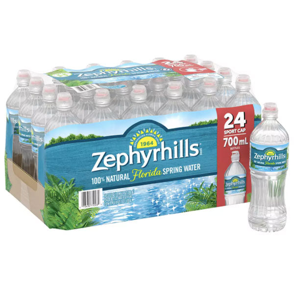 Zephyrhills 100% Natural Spring Water with Sports Cap, 23.7 oz., 24 Count