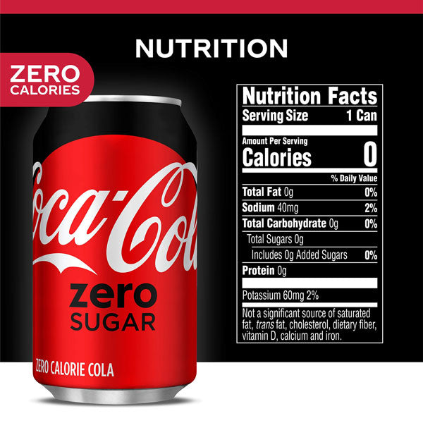 Coca Cola Zero 12 fl oz Coke 0 Soda, 24 Pack