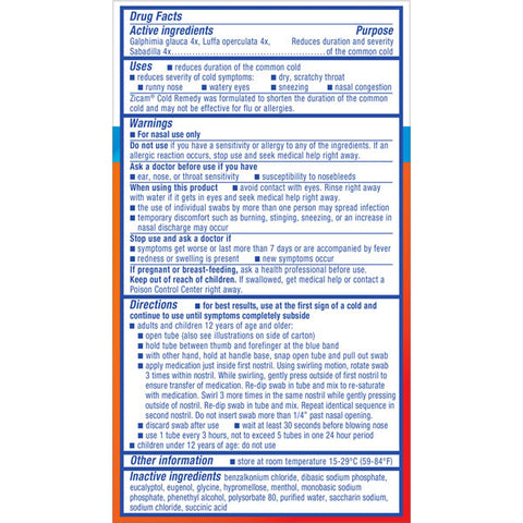 Zicam Medicated Nasal Swabs Cold Remedy, 20 Count